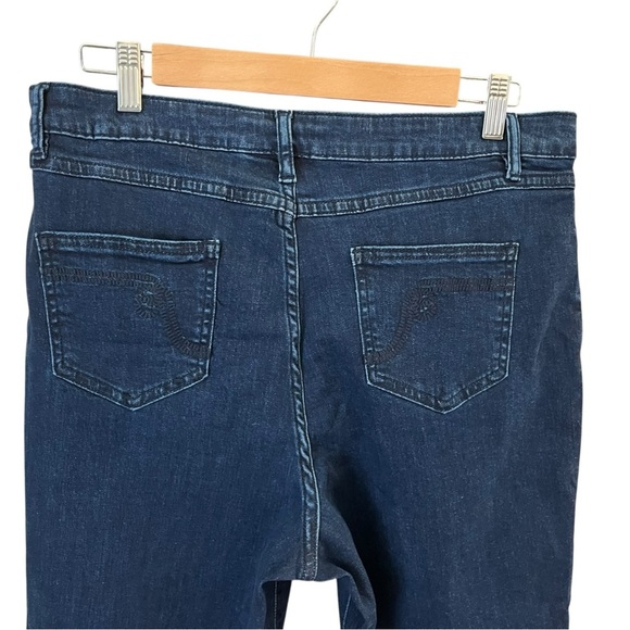 Women With Control Tummy Control Size 16P Wide Leg Crop Stretch Dark Blue Jeans - Picture 8 of 8